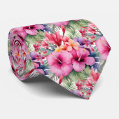 熱帯ハイビスカスフラワーサマーネックタイ ネクタイ (ロール)