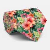 熱帯ハイビスカスフラワーサマーネックタイ ネクタイ (ロール)