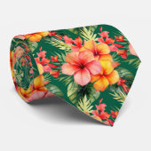 熱帯ハイビスカスフラワーサマーネックタイ ネクタイ (ロール)