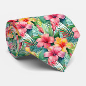 熱帯ハイビスカスフラワーサマーネックタイ ネクタイ (ロール)