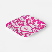 熱帯ハイビスカスフラワーハワイピンクフローラ ペーパープレート (傾斜あり)