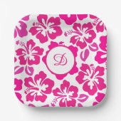 熱帯ハイビスカスフラワーハワイピンクフローラ ペーパープレート (正面)