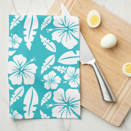 熱帯ハイビスカスフラワーパターンキッチンタオル キッチンタオル (四つ折り)