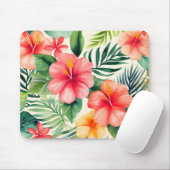 熱帯ハイビスカスフラワーパターン マウスパッド (マウス)
