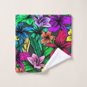 熱帯ハイビスカスフラワーフローラ バスタオルセット (ウォッシュタオル)