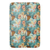 熱帯ハイビスカスフラワー&ココナッツドリンク バスマット (正面縦)