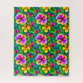 熱帯ハイビスカスフラワー&ジャングル葉ズ ジグソーパズル (縦)