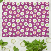 熱帯ハイビスカスフローラグリーンリーフサークルパターン キッチンタオル (折り畳み)