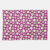 熱帯ハイビスカスフローラグリーンリーフサークルパターン キッチンタオル (横)