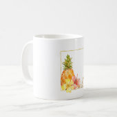 熱帯ハイビスカスフローラパイナップル コーヒーマグカップ (正面左)