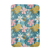 熱帯ハイビスカスフローラルパターン バスマット (正面縦)