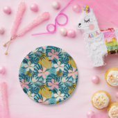 熱帯ハイビスカスフローラルパターン ペーパープレート (パーティー)