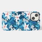 熱帯ハイビスカスフローラルパターン iPhoneケース (裏面横)