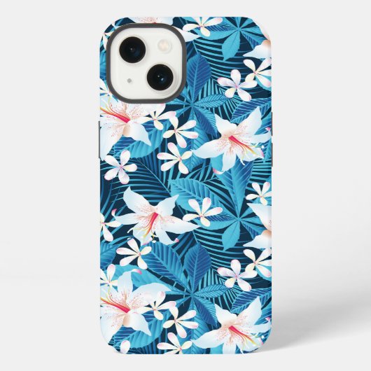 熱帯ハイビスカスフローラルパターン iPhoneケース (裏面)