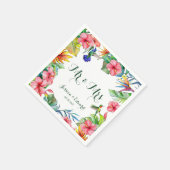 熱帯ハイビスカスフローラ結婚ハワイアン スタンダードカクテルナプキン (角)