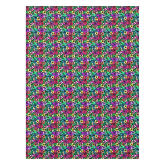 熱帯ハイビスカスフローラ花模様 テーブルクロス (正面)