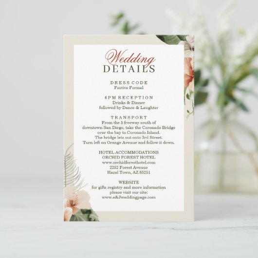 熱帯ハイビスカスボホ結婚パステル エンクロージャーカード (スタンド正面)