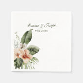 熱帯ハイビスカスボホ結婚パステル スタンダードカクテルナプキン (正面)