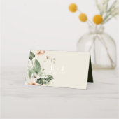 熱帯ハイビスカスボホ結婚パステル プレイスカード (裏面)