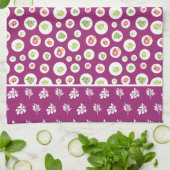 熱帯ハイビスカスリーフイラストレーションパターン キッチンタオル (折り畳み)