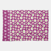 熱帯ハイビスカスリーフイラストレーションパターン キッチンタオル (横)