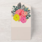 熱帯ハイビスカス手描き夏結婚の季節 オールインワン招待状 (外側)