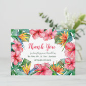 熱帯ハイビスカス結婚ハワイアンサンキューカード サンキューカード (スタンド正面)