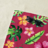 熱帯ハイビスカス花の柄の夏のビーチ ビーチタオル (インサイチュ)