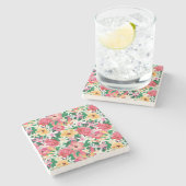 熱帯ハイビスカス花柄 ストーンコースター (横)