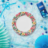 熱帯ハイビスカス花柄 ペーパープレート (パーティー)