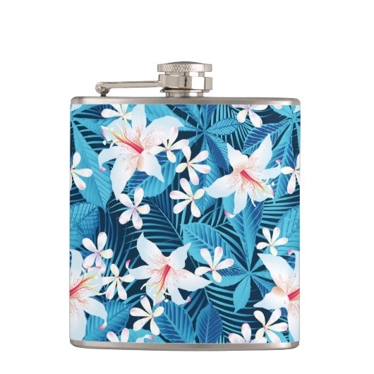 熱帯ハイビスカス花模様2 フラスク (正面)
