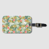 熱帯ハイビスカス金ゴールドパイナップルフローラ ラゲッジタグ (正面横)