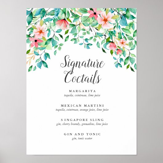 熱帯ハイビスカス |シグネチャーカクテルメニューの署名 ポスター (正面)