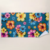 熱帯ハイビスカス ビーチタオル (正面)