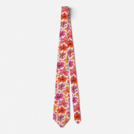 熱帯ハイビスカス – ピンクとオレンジ ネクタイ