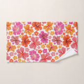 熱帯ハイビスカス – ピンクとオレンジ バスタオルセット (ハンドタオル)