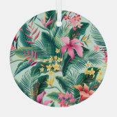 熱帯ハイビスカス：フローラシームレスパターン ガラスオーナメント (裏面)