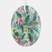 熱帯ハイビスカス：フローラシームレスパターン ガラスオーナメント (正面左)