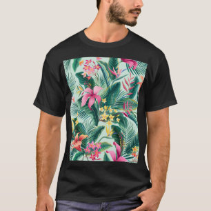熱帯ハイビスカス:フローラシームレスパターン Tシャツ