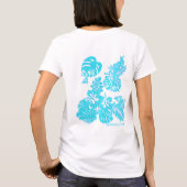 熱帯ハイビスカス モンステラヴィンテージスカイブルー Tシャツ (裏面)