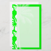 熱帯ハイビスカス；ヤシ 便箋 (正面/裏面)