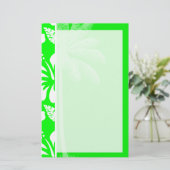 熱帯ハイビスカス；ヤシ 便箋 (スタンド正面)