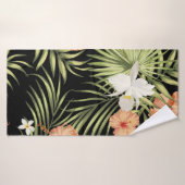 熱帯ハイビスカス：ヴィンテージ花柄 バスタオル (バスタオル)