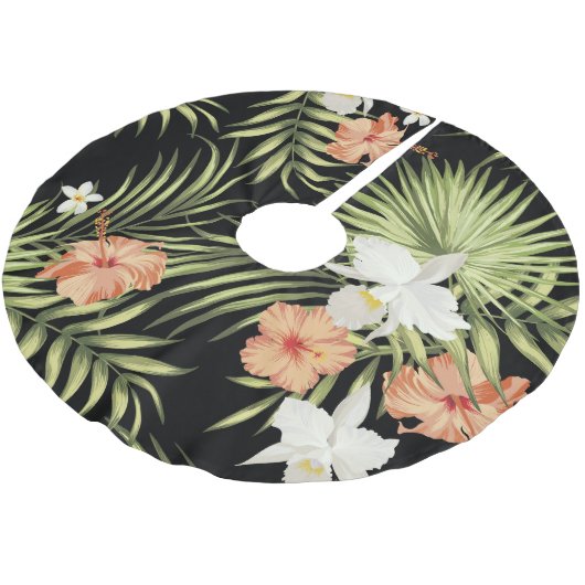 熱帯ハイビスカス:ヴィンテージ花柄 ブラッシュドポリエステルツリースカート (アングル)