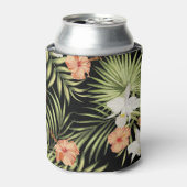 熱帯ハイビスカス：ヴィンテージ花柄 缶クーラー (缶正面)