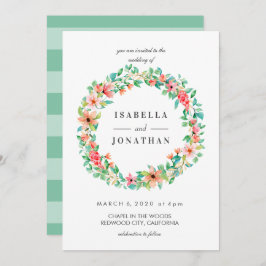 熱帯ハイビスカス |水彩フルリース結婚ズ 招待状