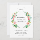 熱帯ハイビスカス |水彩リース結婚ズ 招待状 (正面)