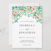 熱帯ハイビスカス |水彩ルアウ(ハワイ式宴会)結婚ズ 招待状 (正面)