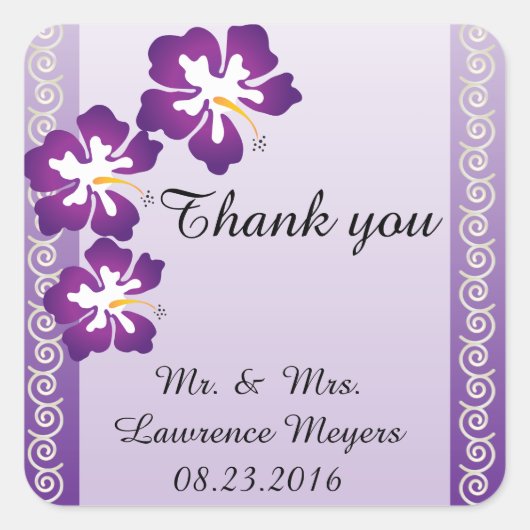 熱帯ハイビスカス |紫 スクエアシール (正面)