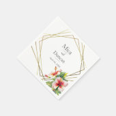 熱帯ハイビ結婚スカス スタンダードカクテルナプキン (角)